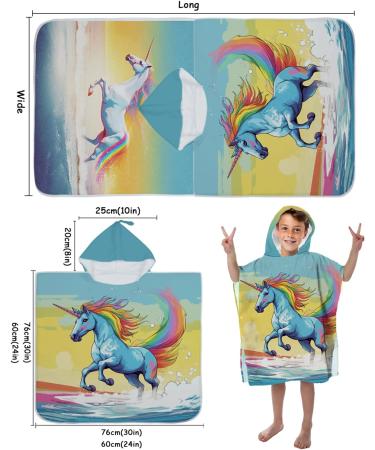 Aiorber Kids Hooded Bath Towel - Microfiber Unicorn Towel for Boys & Girls (Ages 5-10) | Beach Pool & Shower Towel 76x76cm Green - Buy Online on GoSupps.com