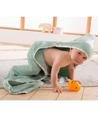 Erwin M ller Hooded Bath Towel - Mint-White Appliqu Terry Cloth 140x140 cm | International Shipping - Buy Online on GoSupps.com
