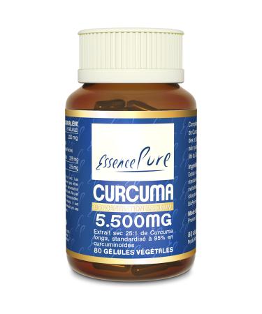 Turmeric Piperine 5500mg Pure Essence | Natural Anti Inflammatory | 95% Curcumin 25x More Concentrated | With Black Pepper for Maximum Absorption | Non-GMO Vegan | 80 Api-Nature Capsules