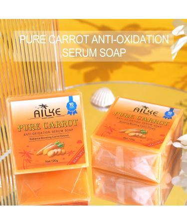  AILKE BOOST LUSTER AILKE Pure Carrot Anti-Oxidant Serum Soap Cleaning Stain Whitening Smooth & Soft Skin With Vitamin E Amino Acids Glycerin For All Skin Types 120g (Pack of 1) - Buy Online on GoSupps.com