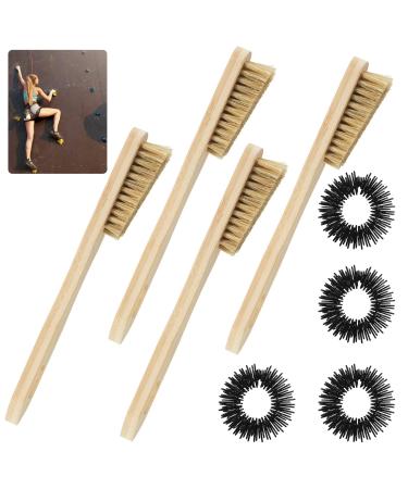 Meanplan 8 Pieces Climbing Bouldering Brush and Spiky Sensory Rings Set Boar's Hair Bristles Chalk Brush Stress Relief Fidget Rings for Rock Climbing Indoor Outdoor