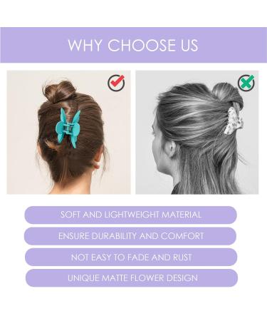 6 Flower Hair Clips for Women - Non-Slip Claw Hair Accessories | Large Matte Slide-Resistant Clips in 6 Colors - Ideal for Thick/Thin Hair - Buy Online on GoSupps.com