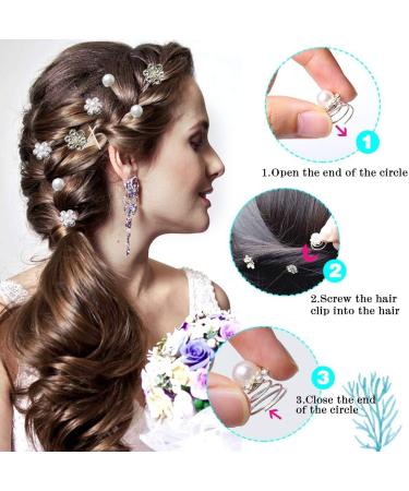 Baij Hair Spiral 24 Pack - Pearl Hair Needles & Crystal Coil Clips for Bridal & Party Favors - Buy Online on GoSupps.com