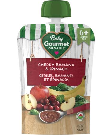 Baby Gourmet Organic Puree Baby Food Pouches - Cherry Banana & Spinach - No Added Sugar Or Salt Non GMO No Fillers Gluten Free Kosher (128ml) 12 Pack - Buy Online on GoSupps.com