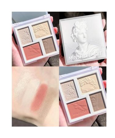 Domality 4 in 1 Contour Highlighter Blusher Makeup Palette with Brushes - Natural Matte & Shimmer Finish for a Glowing Look - Buy Online on GoSupps.com