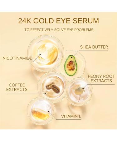 24K Gold Eye Serum Niacinamide Serum Anti Ageing Eye Serum Eye Serum For Dark Circles Puffy Eyes Bags Under Eyes Puffiness & Crows Feet Saggy Skin Anti Wrinkle Caffeine Eye Cream Brightening Serum - Buy Online on GoSupps.com