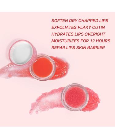 COLOROCK Lip Mask &Sugar Lip Scrub Set Natural Lip Treatment Duo - 4 IN 1 Lip Sleep Mask Gift Set for Exfoliate Nourish Soothe & Hydrate Dry and Flaky Lips-Lip Mask Overnight for Lip Care-Strawberry - Buy Online on GoSupps.com