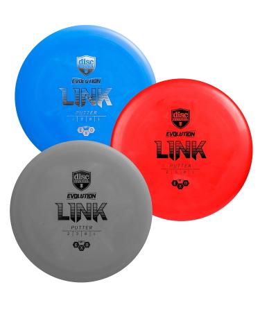 Discmania Evolution Exo Link Disc Golf Putter Pack of 3-173-176g (Colors May Vary) Putting Practice Disc Golf Putter Pack Soft