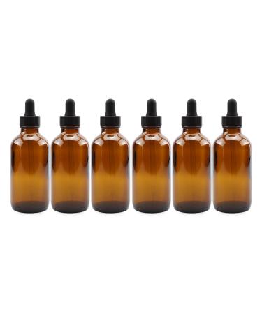 4oz Amber Glass Dropper Bottles (6-Pack), Refillable Glass Bottles for Essential Oils, Cosmetics, and Cooking Amber Brown - Buy Online on GoSupps.com