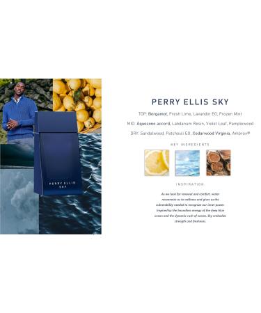 Perry Ellis Sky 3.4 fl oz EDT - Cologne for Men - fresh aquatic citrus - bergamot lime mint violet sandalwood cedarwood - Buy Online on GoSupps.com