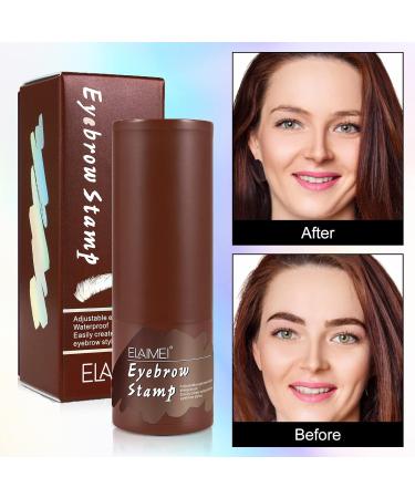 Waterproof Eyebrow Stamp Stencil Kit - 24 Stencils, Brush, Trimmer (Dark Brown) - Buy Online on GoSupps.com