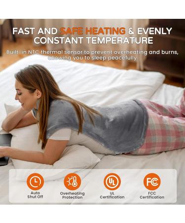Large Electric Heating Pad for Back Pain Relief - 4 Heating Levels, Auto Shut Off, Moist Therapy - Washable 24x35 Grey - Buy Online on GoSupps.com