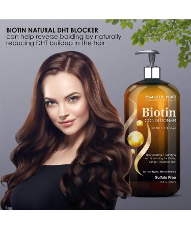 MAJESTIC PURE Biotin Conditioner for Hair Loss - DHT-3 Blocker - Keratin & Rosemary Oil - Sulfate Free - 16 fl oz - Buy Online on GoSupps.com
