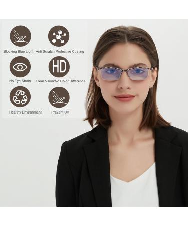 EYEURL 4-Pack Half Reading Glasses for Women | Rectangle Blue Light Glasses | Spring Hinge Readers for Men | 2.75 x Magnification - Buy Online on GoSupps.com