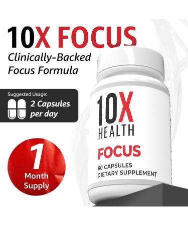 10X Health Focus Rhodiola Rosea - Brain Supplements for Memory and Focus - 60 Capsules Focus Supplement Memory Supplement for Brain Health with Ginkgo Biloba Huperzine A - Ginkgo Biloba Capsules - Buy Online on GoSupps.com