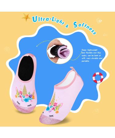 WateLves Kids Water Shoes - Non-Slip Aqua Socks for Beach Swim - Shiny Pink Unicorn - Size 12.5-13 Little Kid - Buy Online on GoSupps.com