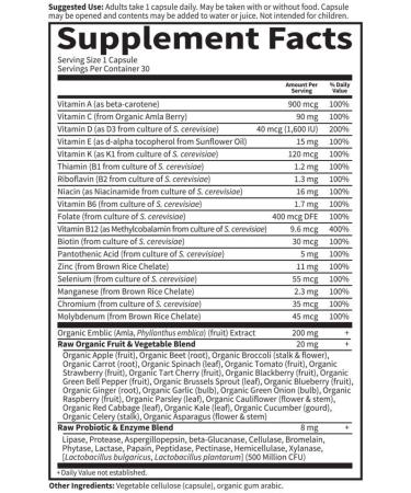 Garden of Life Vitamin Code Raw One for Men - Once Daily Multivitamin, 30 Vegetarian Capsules - Buy Online on GoSupps.com