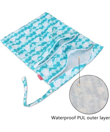 Damero 3 Pcs Baby Wet Dry Cloth Diaper Bag - Reusable Nappy Bag for Travel - Cute Whale Design - Buy Online on GoSupps.com