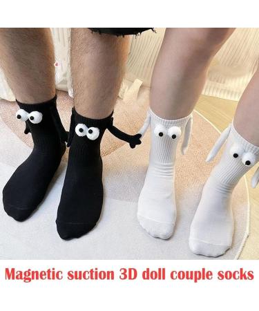 Magnetic Suction 3D Couple Socks - Funny Mid-Tube Cute Socks (2Pcs White) - Buy Online on GoSupps.com
