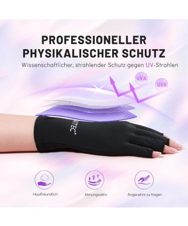 AOKITEC UV Gloves for Nails - UPF 50+ Fingerless UV Protection for Manicure & Nail Art Anti-UV Black Gloves for Skin Care & Nail Polish - Buy Online on GoSupps.com