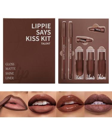 Lip Liner and gloss set long lasting lipstick liquid lipstick for shopping travel business trips stage appointments meetings vacation 06 - Buy Online on GoSupps.com