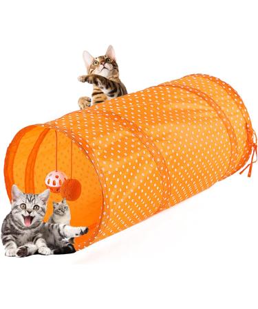 Pet Tunnel Tube Toy Orange Foldable Cat Dog Play Interactive Training Puppy Outdoor Indoor Supplies - Buy Online on GoSupps.com