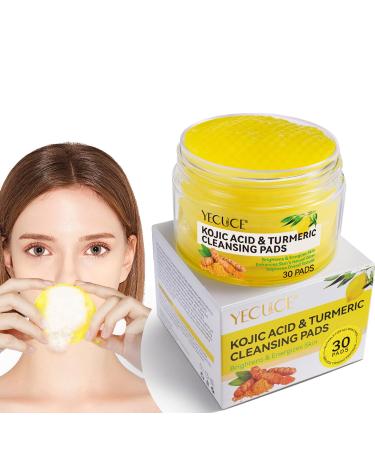Turmeric Kojic Acid Cleansing Pads 30 Counts Turmeric Cleansing Pads Turmeric Face Scrub Pads Exfoliating Face to Help Balance Skin Oil and Water