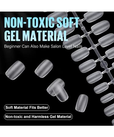 Tomicca Square Oval Short Nail Tips - 240 Pre-Shaped Gel & Acrylic Full Cover Tips | 12 Sizes - Perfect Half Matt Finish - Buy Online on GoSupps.com
