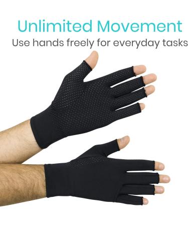 Vive Copper Arthritis Gloves Black - Fingerless (X Small) | Pain Relief for Arthritic Hands - Buy Online on GoSupps.com