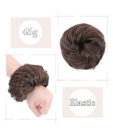 Silk-Co Hair Part with Rubber Band - Wavy Soft Dutt Hair Extensions Messy Bun Updos - 45g Medium Brown & Red-Brown - Buy Online on GoSupps.com
