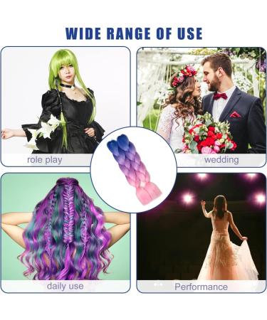 Women hair extensions Colorful braided hair fashion lake blue big braid girls 24" Colorful Jumbo Braiding for Girls Children Rainbow Braided Hair DIY wig role-playing (Color : I) - Buy Online on GoSupps.com