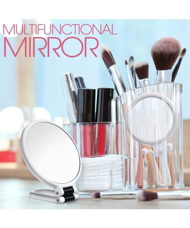 Willbond 2-Piece Magnifying Handheld and Travel Makeup Mirror Set - Double Sided Pedestal Mirror with 15x and 10x Magnification - White - Buy Online on GoSupps.com