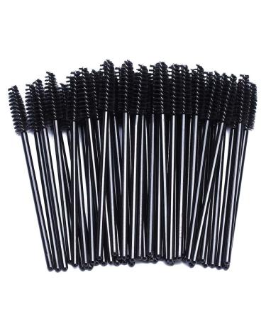 BTYMS 100 Pcs Disposable Eyelash Spoolies Brush Mascara Applicator Lash Wand Lashes Brush Eyebrow Spooly for Extension Black 100 Count (Pack of 1)