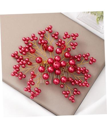 Beaupretty Wedding Hair Comb 1pc bridal hair combs flower hair comb wedding floral hair barrettes bridal veil comb pearl hair side combs hair comb vintage hair comb red hair clip Miss Korean - Buy Online on GoSupps.com