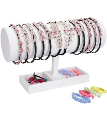 White Leather Headband Organizer Stand - 14.3 Inch Display for Baby Girls and Women - Buy Online on GoSupps.com