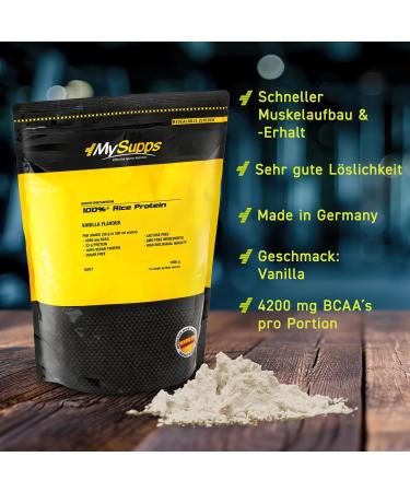 Buy My Supps 1kg Rice Protein Powder Vanilla - High-Dose Vegan Protein with 4200mg BCAA - Premium Quality Made in Germany - Buy Online on GoSupps.com