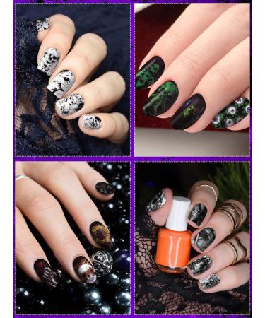 EBANKU Halloween Full Nail Wrap Sticker 14 Sheets Self-Adhesive Nail Decals Polish Sticker Nail Decals Strip with Nail File for Girls Women - Buy Online on GoSupps.com