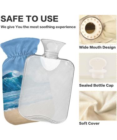 NAANLE Sea Wave Bead Hot Water Bottle 2L - Transparent Cover for Bed Hand & Feet Pain Relief | Heat & Cold Therapy - Buy Online on GoSupps.com