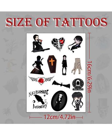 Wednesday Temporary Tattoos - 20 Sheets for Horror & Fantasy Fans | Birthday Party Decorations & Favors - Buy Online on GoSupps.com