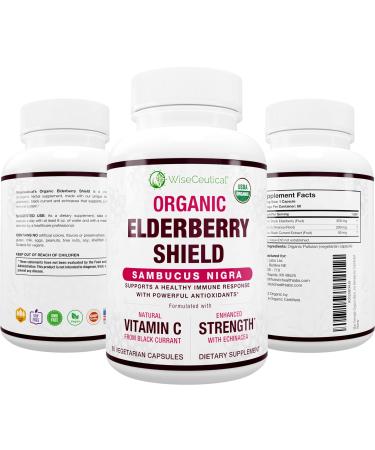 Max Strength USDA Organic Black Elderberry Black Currant Extract & Echinacea | 3 in 1 Natural Immune Support & Vitamin C | Sugar-Free Vegan-Friendly | Homeopathic Remedy | 60 Count - Buy Online on GoSupps.com