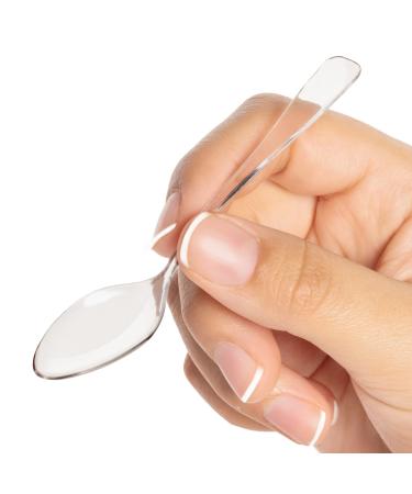 Loreso Disposable Plastic Mini Clear Dessert Spoons For Miniature Dessert Cups, Tasting Party, Sampling, Ice Cream, Small Catering Supplies - 50 CT 50CT Mini Spoons
