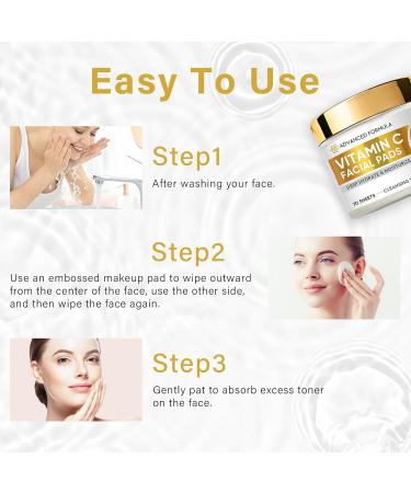 Vita C Facial Pads - Anti-Aging Skin Care Exfoliating & Pore-Reducing Face Pads 70 Sheets - International Shipping Available - Buy Online on GoSupps.com