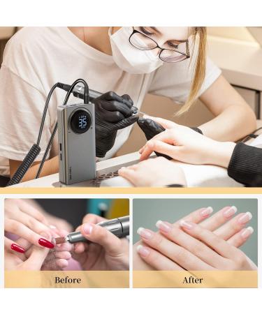 AISEELY Electric Nail Drill: 35000RPM Professional Manicure Set with 6 Sanding Bits - Portable & Rechargeable Grey - Buy Online on GoSupps.com