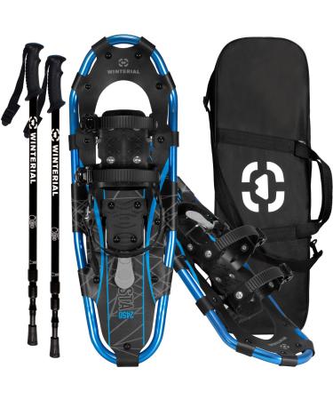 Winterial Light Weight Shasta Snow Shoes for Men, Women, Youth, Aluminum Rolling Terrain Snowshoes with Trekking Poles and Carry Bag 21/25/30 Inch 25" Dark Blue