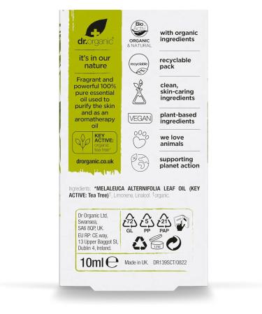 Dr Organic Tea Tree Oil 10ml - Natural, Vegan & Cruelty-Free - Buy Online on GoSupps.com