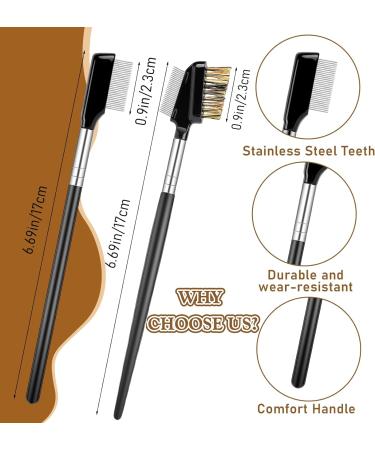 2 in 1 Eyelash Comb and Eyebrow Brush Set - Stainless Steel Makeup Grooming Tool for Lashes and Brows (2 PCS) - Buy Online on GoSupps.com
