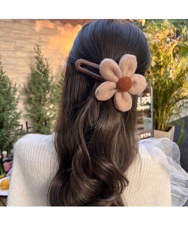 4 PCS Plush Flower Hair Clips for Women - Elegant Duck Bill Hairpin Set - Buy Online on GoSupps.com