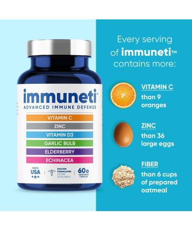 Immuneti - Advanced Immune Defense 6-in-1 Powerful Blend of Vitamin C Vitamin D3 Zinc Elderberries Garlic Bulb Echinacea - 2 Pack - Supports Overall Health - Buy Online on GoSupps.com