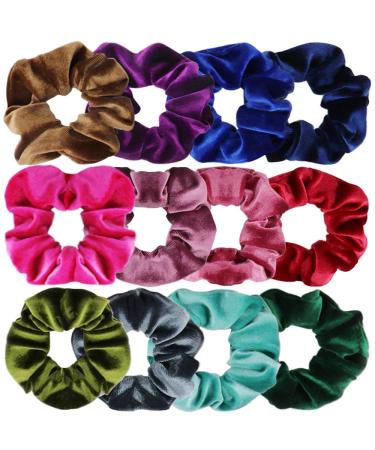 Scrunchies hair tie together with set 12 pieces of Velvet hair bands hair accessories for girls hair rubber bands elastic colorful colorful for women women ponytail (dark color) B-darkle color - Buy Online on GoSupps.com