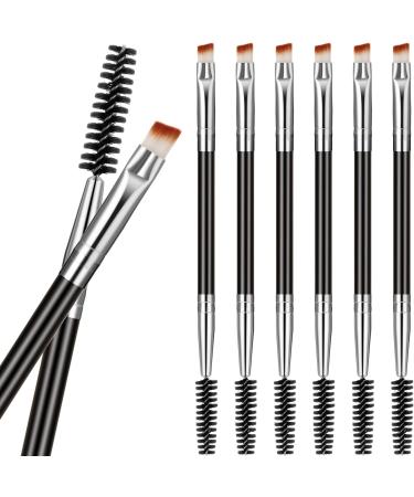 6 Pieces Duo Eyebrow Brush Angled Eye Brow Brush and Spoolie Brush Mini Eyelash Brush for Tinting Angled Eyebrow, Fit for Gel and Cream (Silver) - Buy Online on GoSupps.com